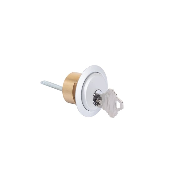 Global Door Controls 1 in. Brass Keyed Rim Mortise Cylinder with 5 Pin Keyway in Aluminum TH1100-RC-AL - main